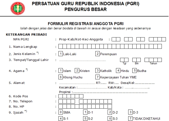 Pendaftaran PGRI Pasaman Barat - Persatuan Guru Republik Indonesia Cabang Pasaman Barat